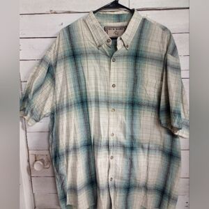 Bit & Bridle 2X Mens Shirt Plaid Western Button Down Short Sleeve 100% Cotton